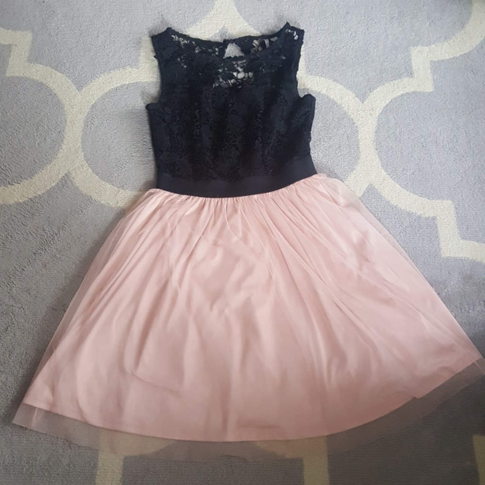 Blush and black sun dress